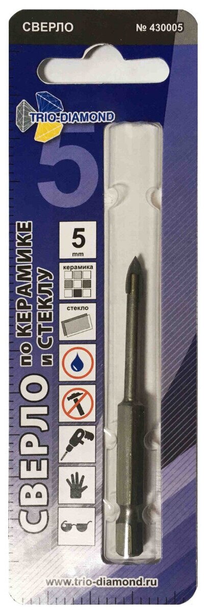 Сверло по крамике стеклу 5мм TRIO-DIAMOND 430005
