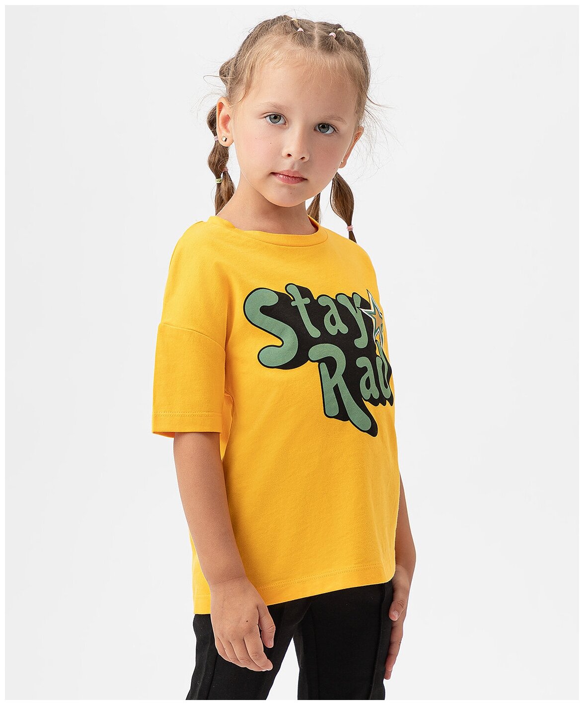 фото Футболка со спущенным рукавом и принтом желтая Button Blue