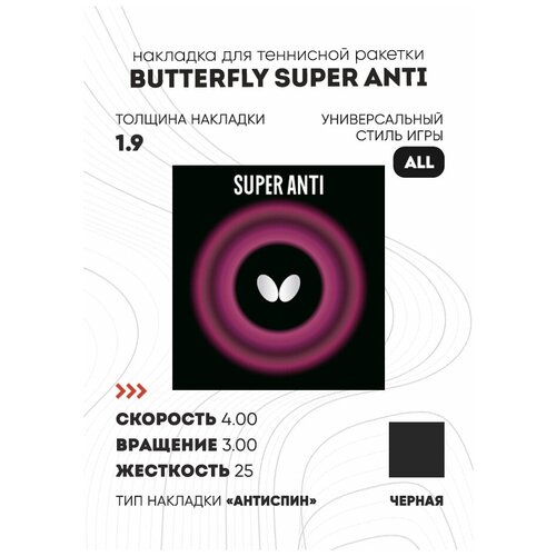 Накладка Butterfly Super Anti (антиспин)