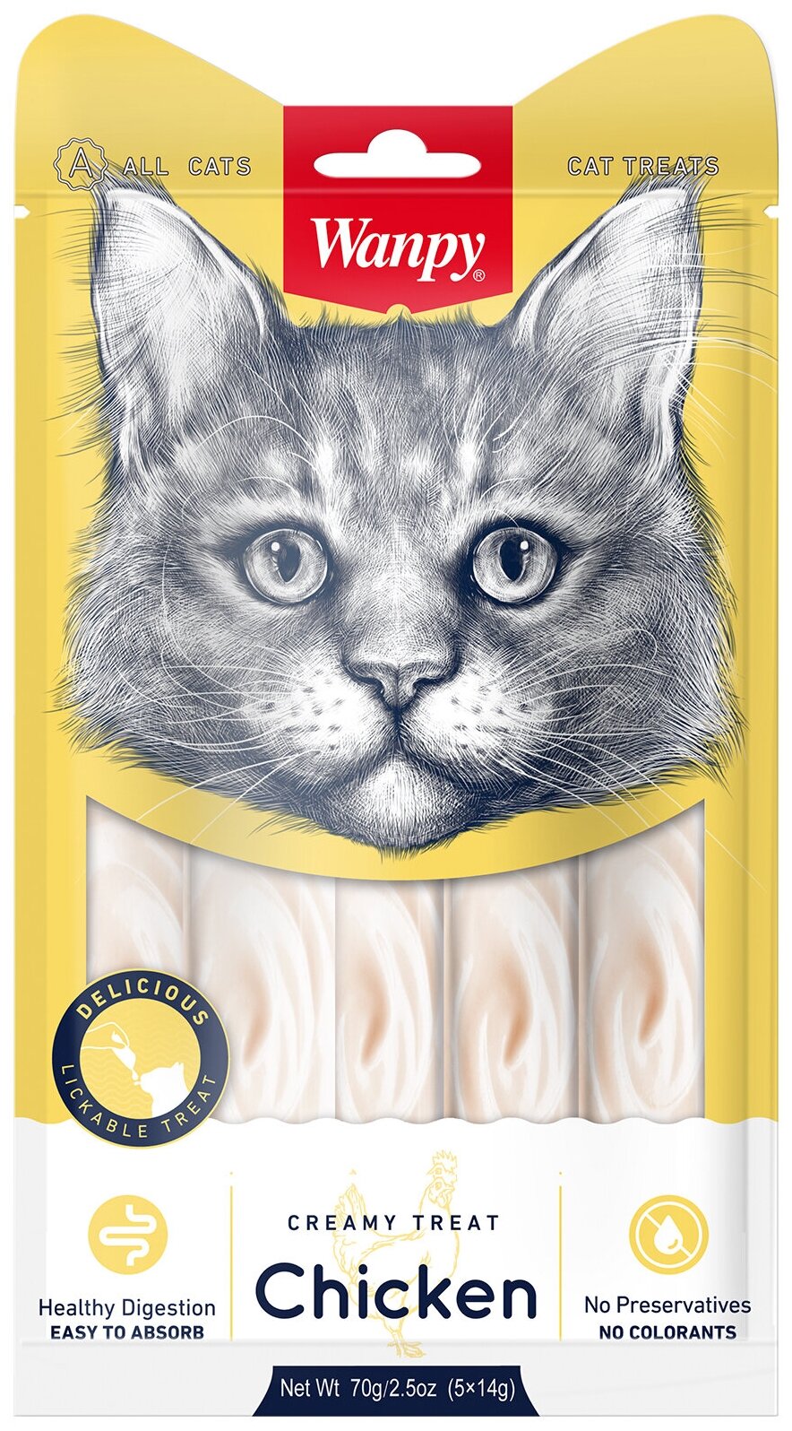 фото Wanpy Cat Лакомство для кошек "Нежное пюре" Курица