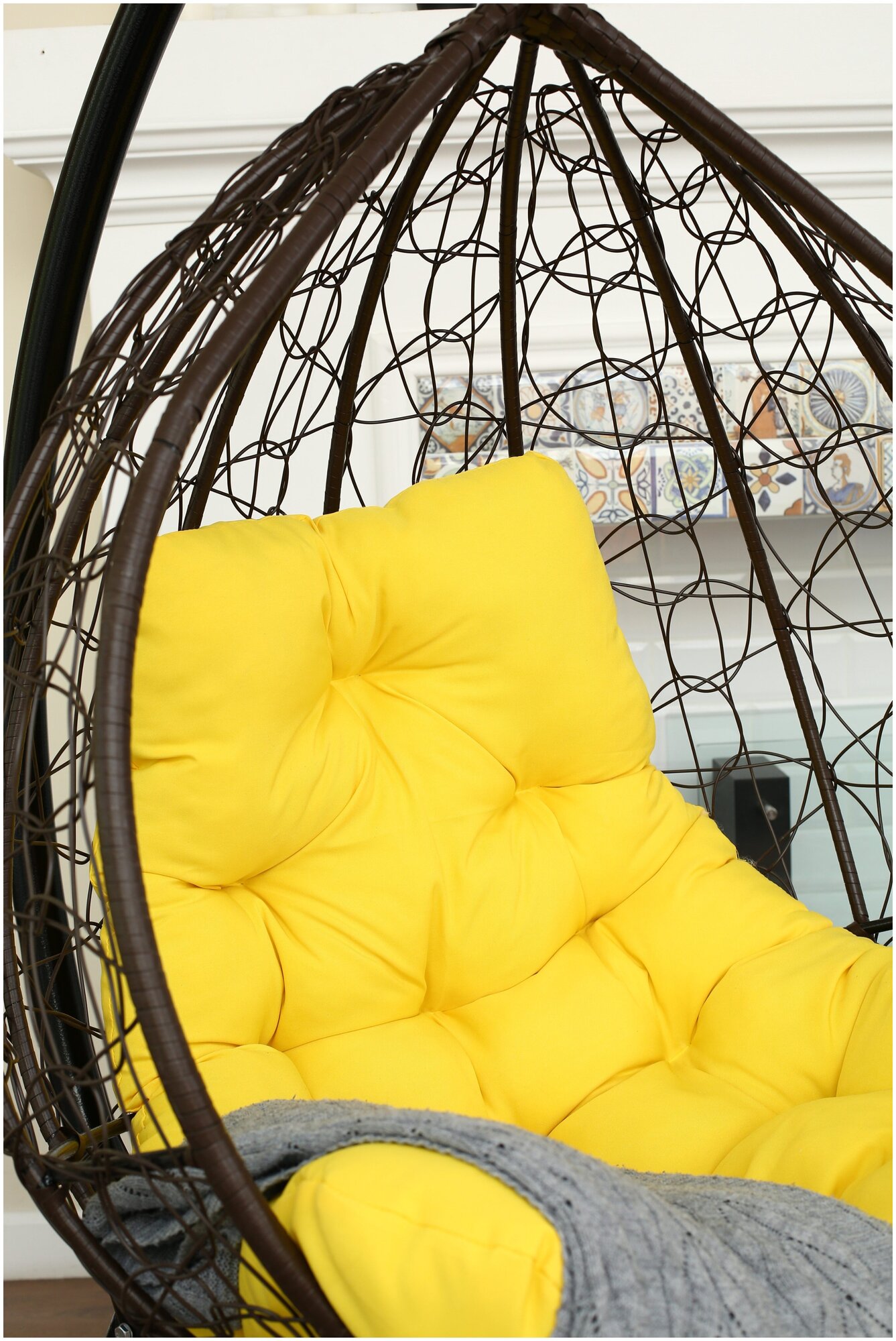 Кресло подвесное бароло, коричневый/желтый - фотография № 5