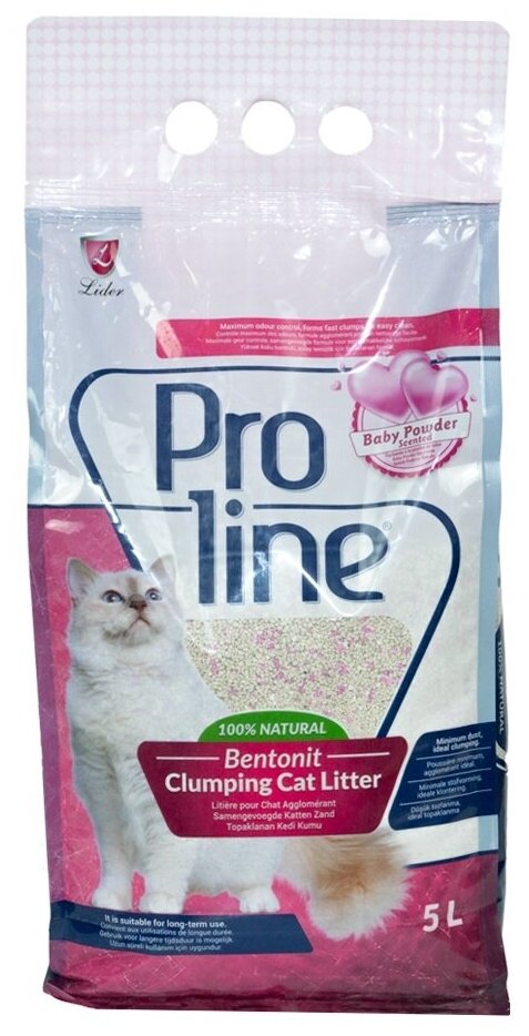 ProLine наполнитель для кошачьих туалетов, с ароматом детской присыпки 5 л