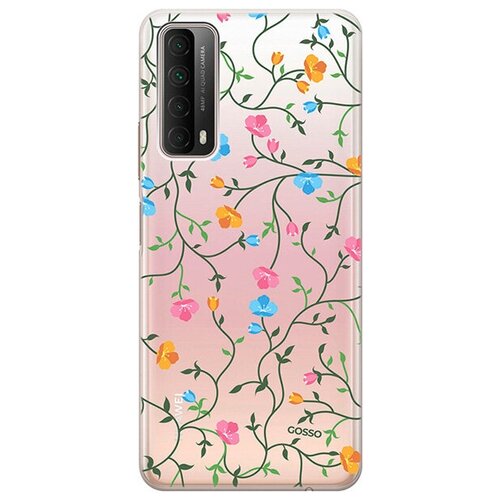 Ультратонкий силиконовый чехол-накладка ClearView для Huawei P Smart 2021 с 3D принтом Сurly Flowers ультратонкий силиконовый чехол накладка clearview для huawei p smart 2021 с 3d принтом lovely cornflowers