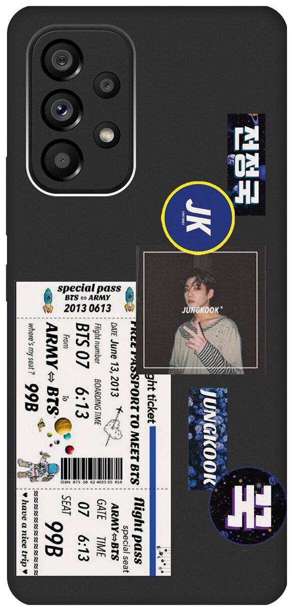 Матовый чехол BTS Stickers для Samsung Galaxy A53 5G / Самсунг А53 5Г с 3D эффектом черный