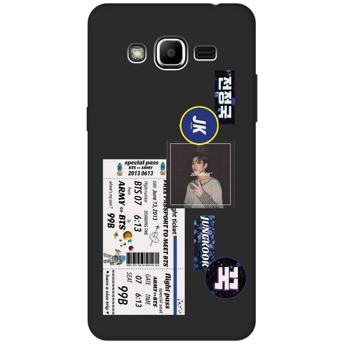 Матовый чехол BTS Stickers для Samsung Galaxy J2 Prime / Самсунг Джей 2 Прайм с 3D эффектом черный матовый чехол trekking для samsung galaxy j2 prime самсунг джей 2 прайм с эффектом блика черный