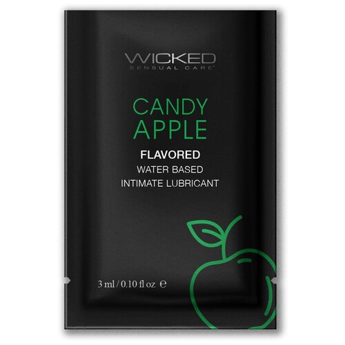 Купить Лубрикант с ароматом сахарного яблока WICKED AQUA Candy Apple - 3 мл. (арт. 235244), Интимные смазки