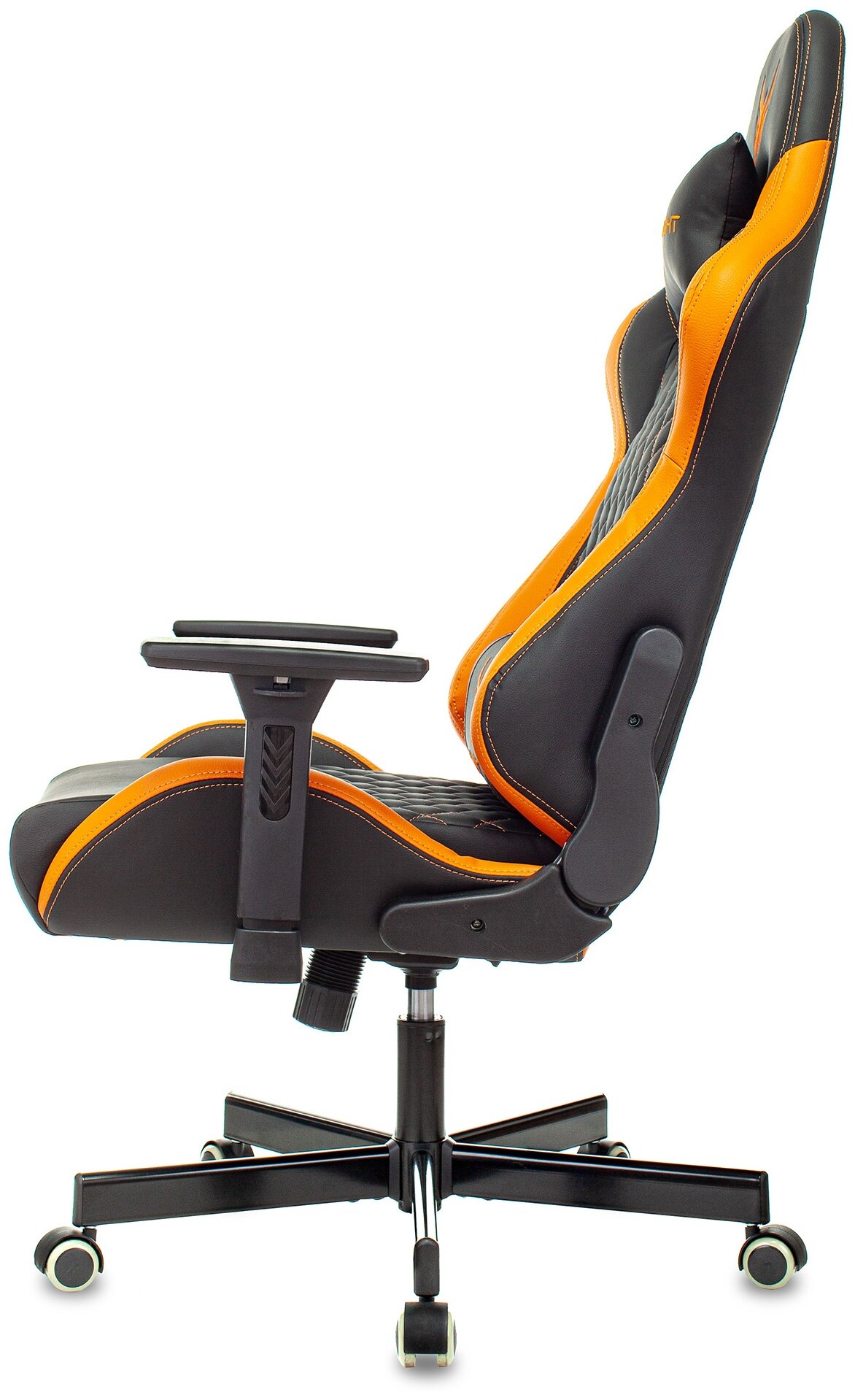 Кресло игровое Knight ARMOR черный/оранжевый ромбик эко.кожа с подголов. крестов. металл - фотография № 2