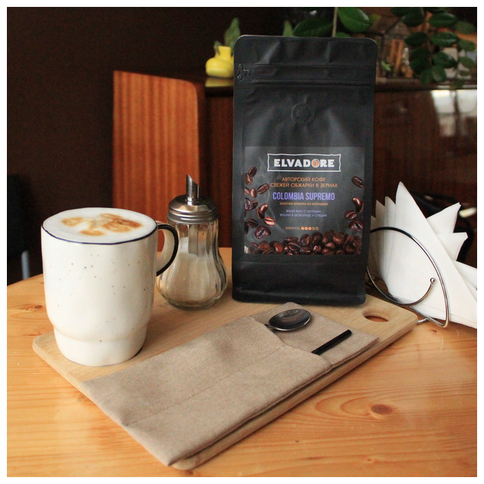 Кофе в зернах ELVADORE Colombia Supremo 1000г, свежая обжарка - фотография № 6