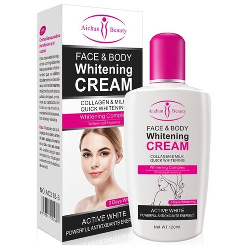 Aichun Beauty Крем для лица и тела Whitening Отбеливающий Collagen  & Milk, 120 мл