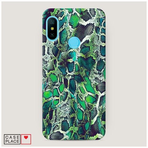 фото Чехол пластиковый xiaomi redmi 6 pro зеленая кожа змеи case place
