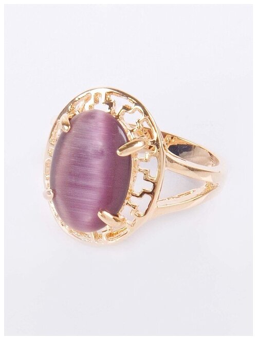 Кольцо помолвочное Lotus Jewelry, кошачий глаз, размер 19, фиолетовый