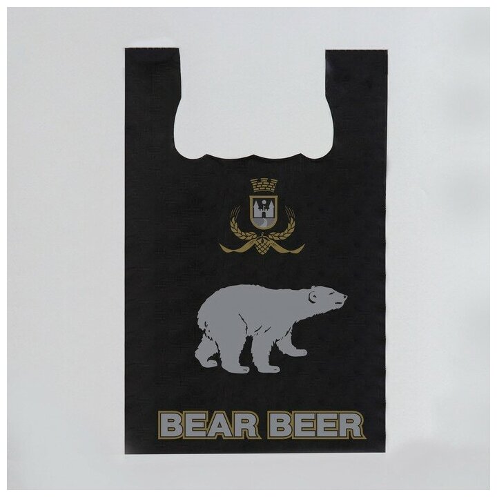 Пакет майка, полиэтиленовый "Медведь", черный 29x55 см, 11 мкм./В упаковке шт: 100