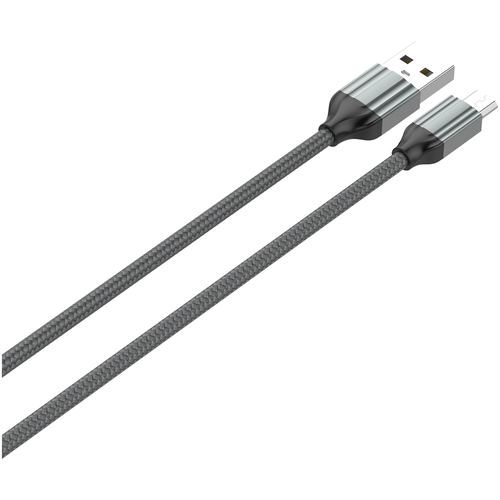 Кабель LDNIO LS432/ USB Micro/ 2m/ 2.4A/ медь: 120 жил/ Нейлоновая оплетка/ серый