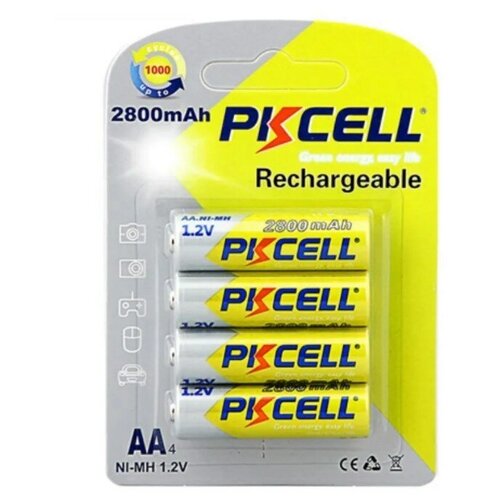 Набор аккумуляторов PKCELL LR06 (AA) Ni-Mh 2800mAh, 4 шт набор из 3 штук батарейки pkcell r6p 4s 4 тип aa 4 шт пленка