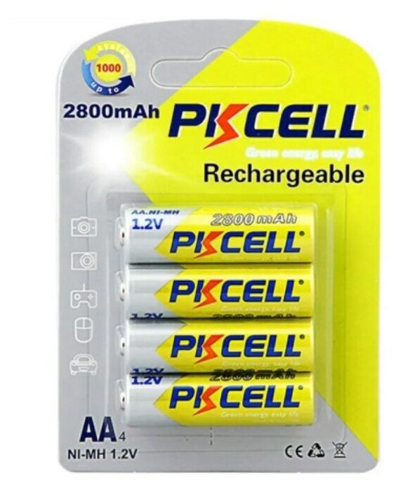 Перезаряжаемые AA батарейки PKCELL Ni-MH 2800 мАч (4 шт.)