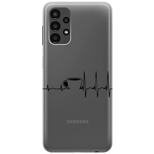 Силиконовый чехол с принтом Coffee Cardiogram для Samsung Galaxy A13 4G / Самсунг А13 4Г матовый чехол coffee cardiogram w для samsung galaxy a13 4g самсунг а13 4г с 3d эффектом черный