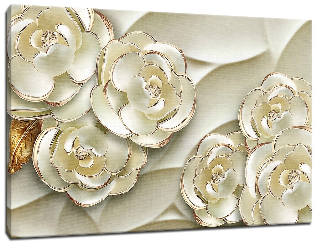 Картина Уютная стена "3D жемчужные розы" 90х60 см