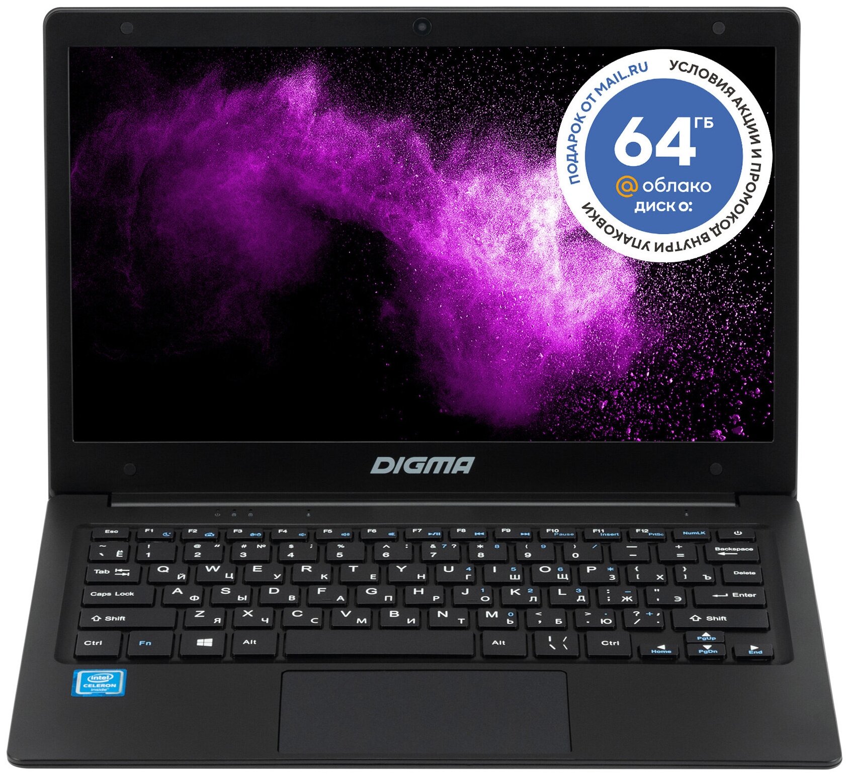 Ноутбук Digma EVE 11 C422 Cel J40054GbSSD64Gb600116IPSHDW10HSL64black4000mAh