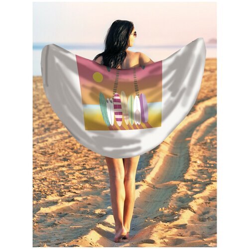 фото Парео и пляжный коврик joyarty "серфинг на закате", трикотаж 150 см