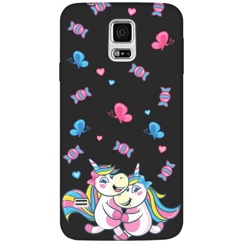 Матовый чехол Unicorns and Candies для Samsung Galaxy S5 / Самсунг С5 с 3D эффектом черный матовый чехол unicorns and candies для samsung galaxy a14 самсунг а14 с 3d эффектом черный