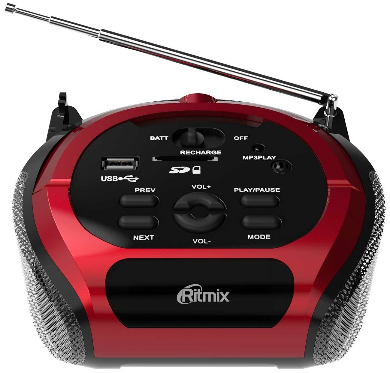 Аудиомагнитола Ritmix Red (RBB-100BT)