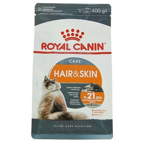 Корма и лакомства для кошек, Сухой корм Hair and Skin care для кошек, для кожи и шерсти, 400 г