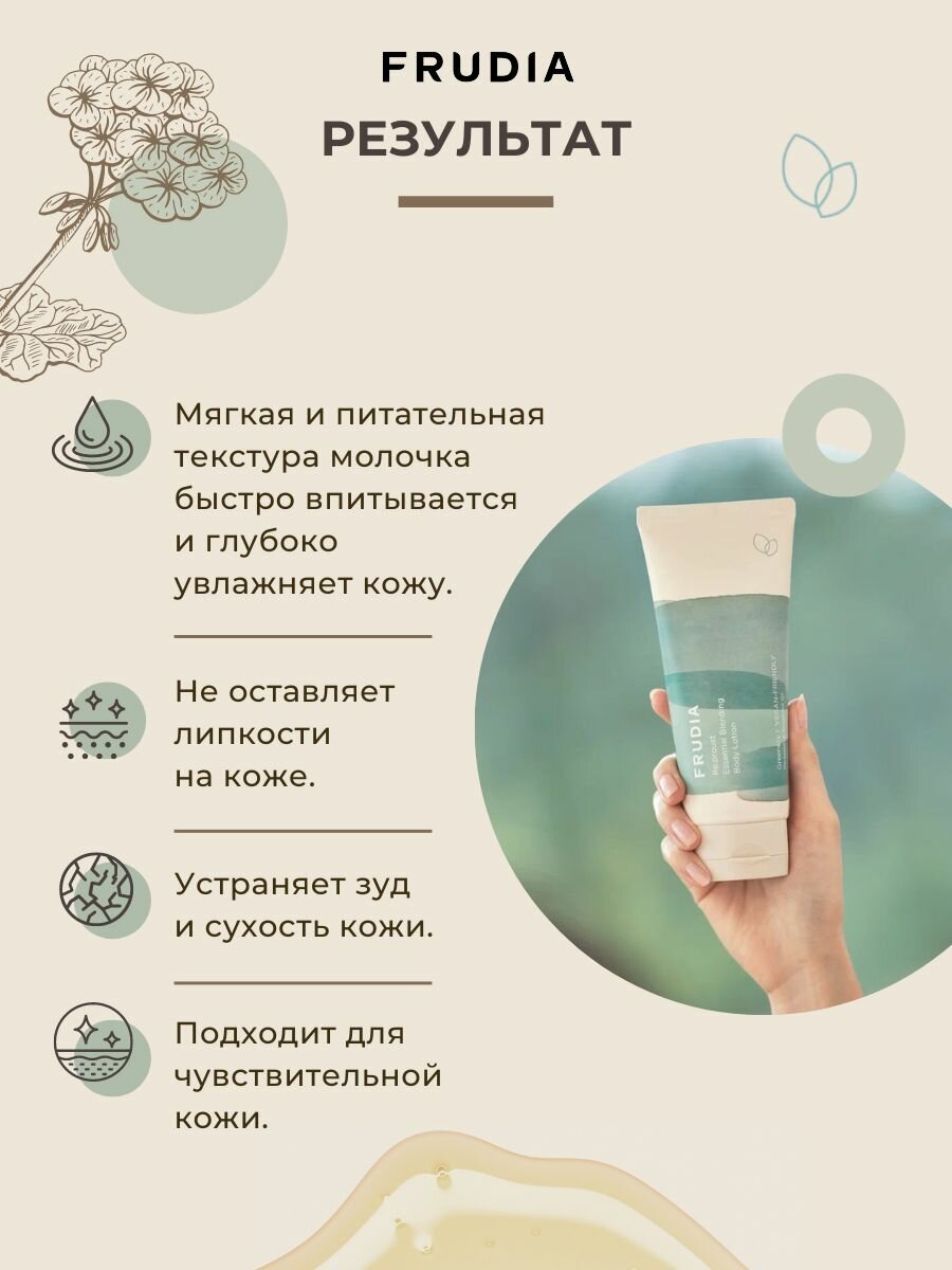 Молочко для тела с маслами герани и бергамота "Сила растений", 200 мл Frudia - фото №3