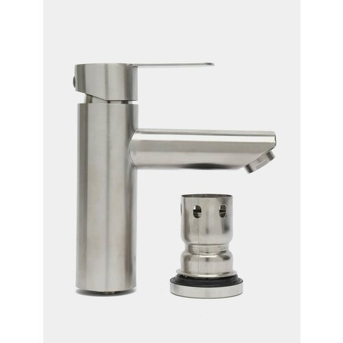 Смеситель для умывальника aQuaDv, Нерж Сталь, Литой излив Арт 520 - 09 (1/10)