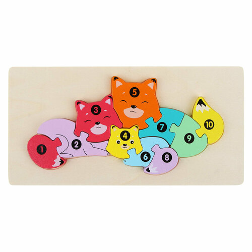 Игроленд Пазл развивающий деревянный 10 элементов дерево 21х11х2см 4 дизайна 404₽