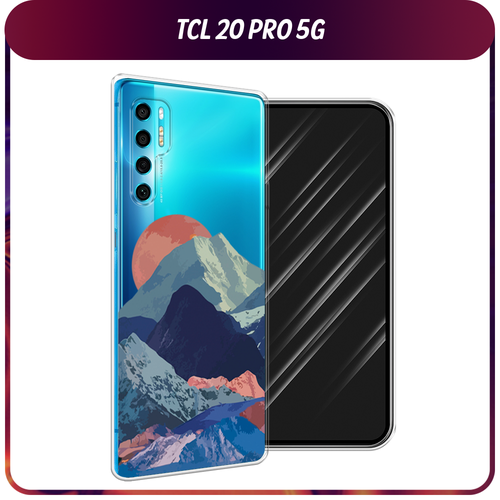 Силиконовый чехол на TCL 20 Pro 5G / ТСЛ 20 Про 5G Закат в снежных горах, прозрачный силиконовый чехол на tcl 20 pro 5g тсл 20 про 5g роза в краске