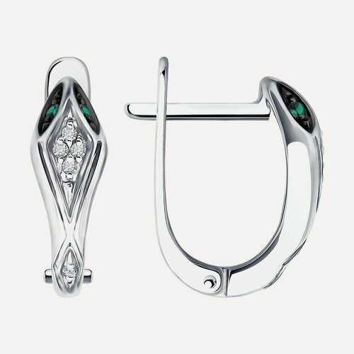 Изображение товара Серьги, белое золото, 585 проба, изумруд, бриллиант
