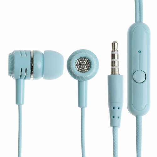 Наушники CB-52 проводные вакуумные микрофон 1 м Jack 35 мм синие 390₽