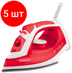 Комплект 5 штук, Утюг SCARLETT SC-SI30P15, 2000Вт, красный