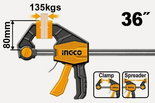 Изображение товара Быстрозажимная струбцина 80х900 мм INGCO HQBC36803 INDUSTRIAL