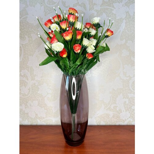 Розы кустовые Оранжево-Белые, искусственные цветы, Декор интерьера для дома