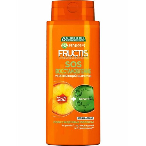 Укрепляющий шампунь Garnier Fructis для волос SOS восстановление, для поврежденных волос крем для волос garnier fructis sos спасатель волос 10в1 400 мл