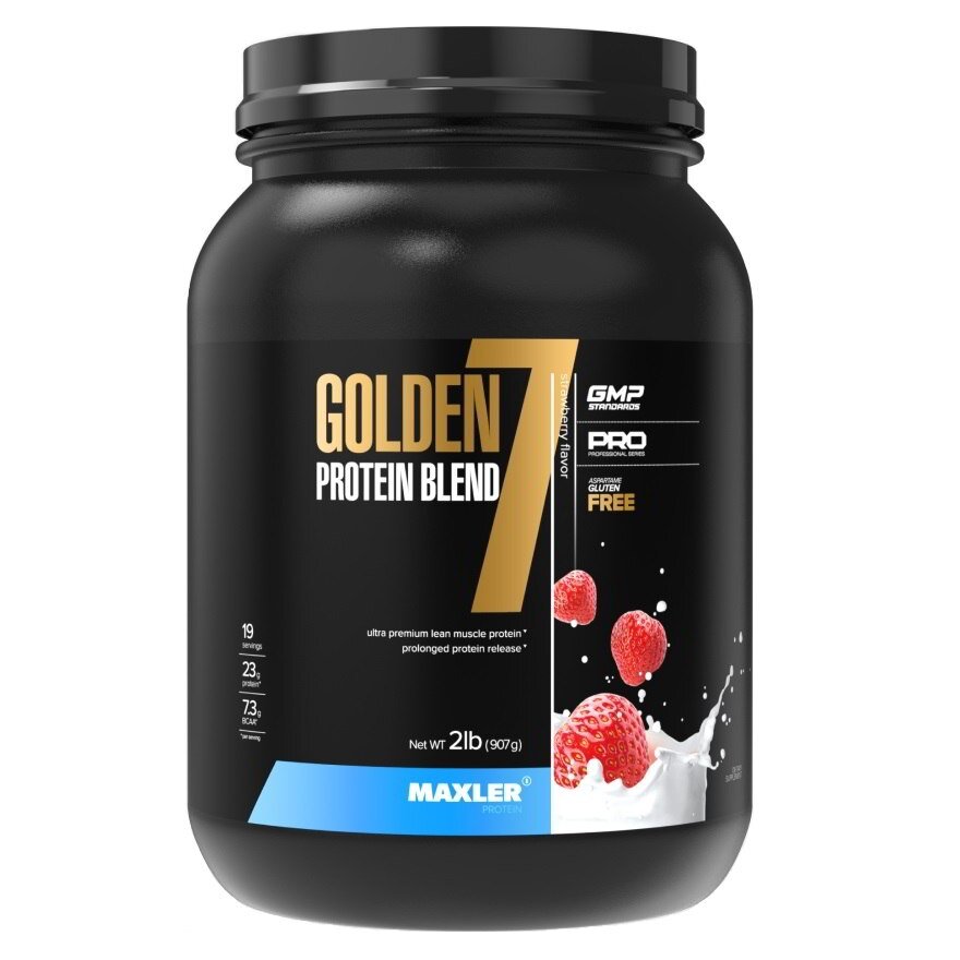 Многокомпонентный протеин Golden 7 Protein Blend 907 гр 2 lb (Maxler) Клубника