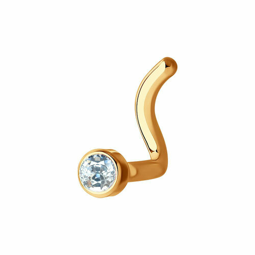 Пирсинг в нос Diamant online, красное золото, 585 проба, фианит, средний вес 0.19 гр.