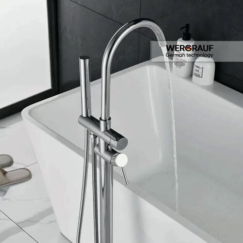 Изображение товара Смеситель для ванны Wergrauf FF-01CH напольный хром округлый дизайн