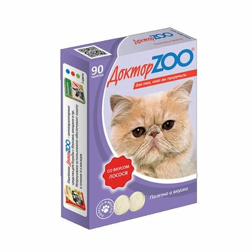 Полезное лакомство для кошек со вкусом лосося и биотином Доктор ZOO 90 табл 263₽