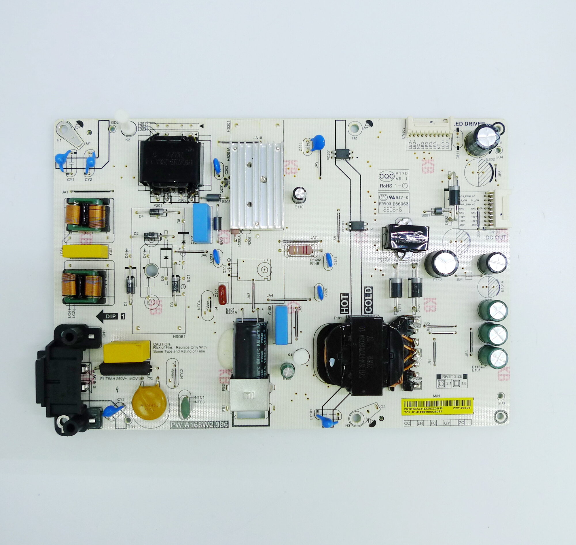 Блок питания PW.A168W2.986 для Xiaomi Mi LED TV A2 50" L50M7-EARU (снятый, оригинал)