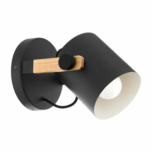 Бра eglo hornwood 1х28вт e27 сталь дерево черный коричневый 15968₽