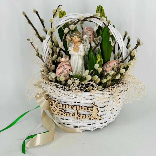 Первоцветы с вербой, комнатные растения, подарок на Пасху