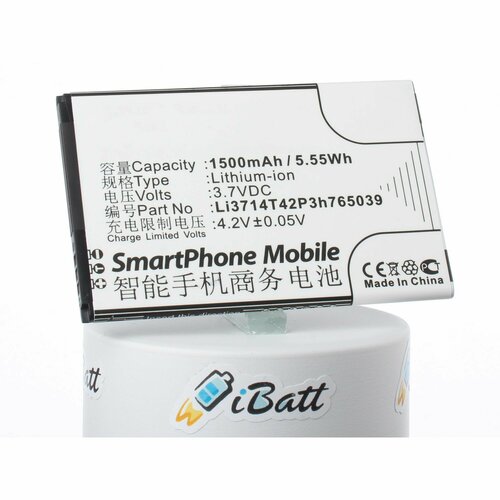 Аккумуляторная батарея iBatt 1500mAh для ZTE Li3714T42P3h765039, Blade A3, AF5, AF3