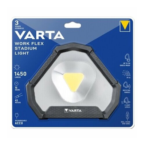 Светодиодное рабочее освещение, литий-ионный аккумулятор, IP54 WorkFlex Stad.Light – Varta – 18647101401 – 4008496996100