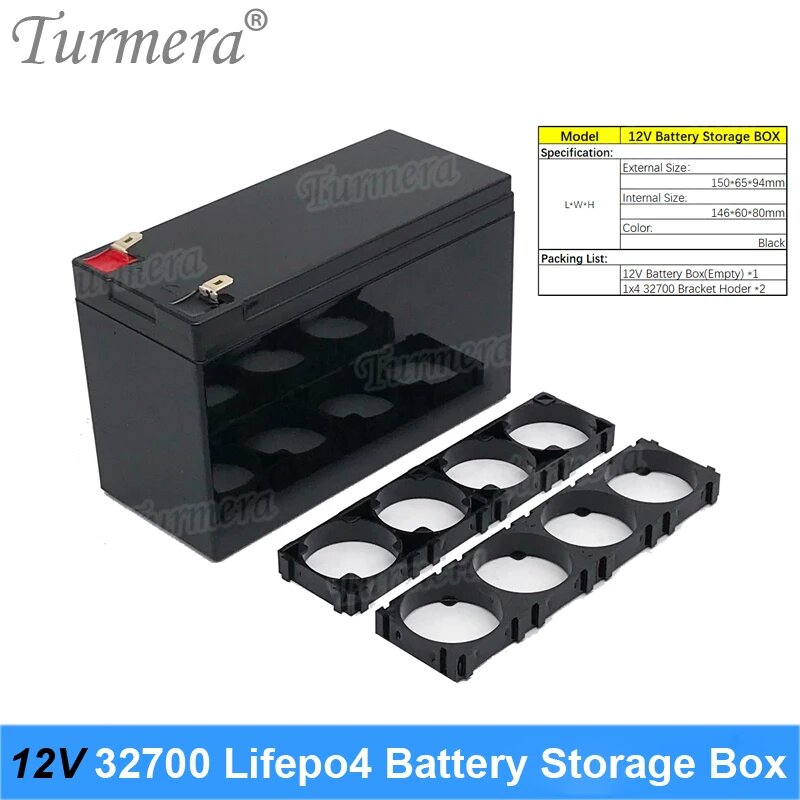 Ящик для аккумуляторов Turmera 32650/32700 Lifepo4, 1X4 Black Box