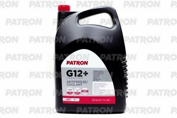 Антифриз 10кг (8.9л) - красный готовый, PATRON RED G12+, TL 774-D/F, G012A8DA1, G012A8FA1, WSS-M97B44-D, 6277M, MAN 324 SNF, MB 325.3, 1940663, 1381080