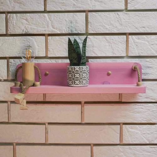 Изображение товара Светильник деревянный ручной работы ONEMAN SHELF BABY PINK E14 цвет нежно-розовый