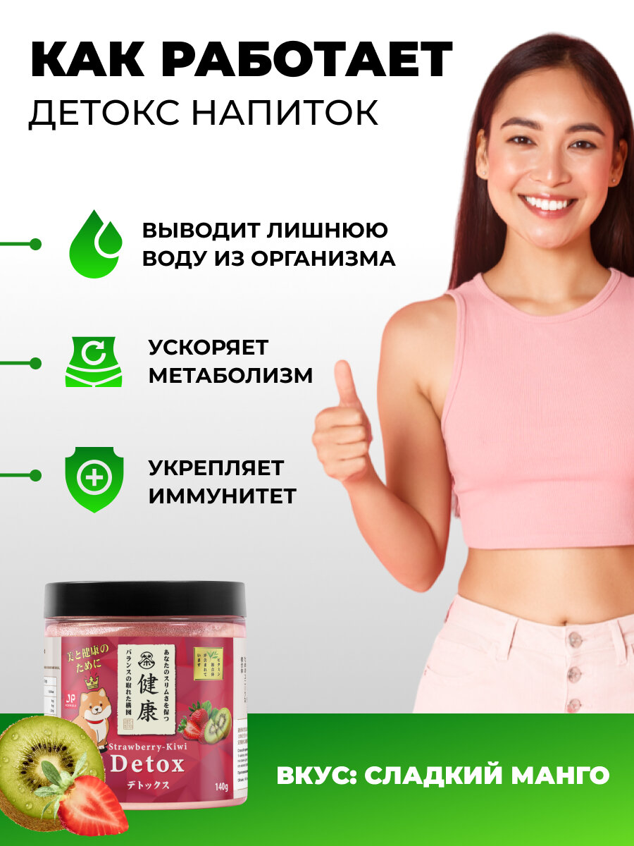 Напиток для похудения дренажный антиоксидантный со вкусом Клубника и Киви с витаминным комплексом Japan Formula — фото 1