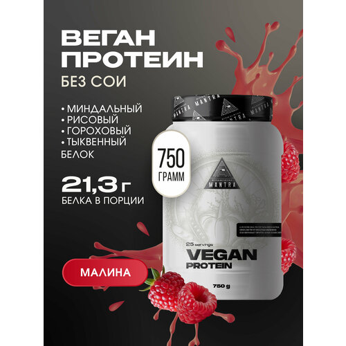 Растительный веганский протеин Biohacking Mantra, малина, 750 г